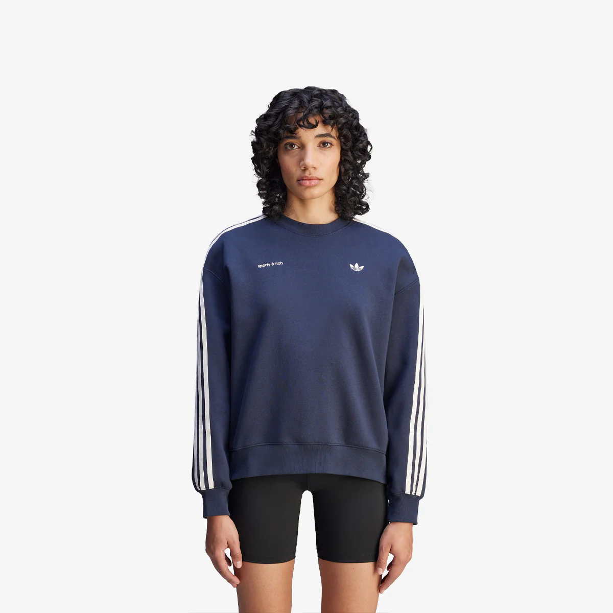 Women's adidas x Sporty & Rich Sweatshirt 'Blue' - Image 4